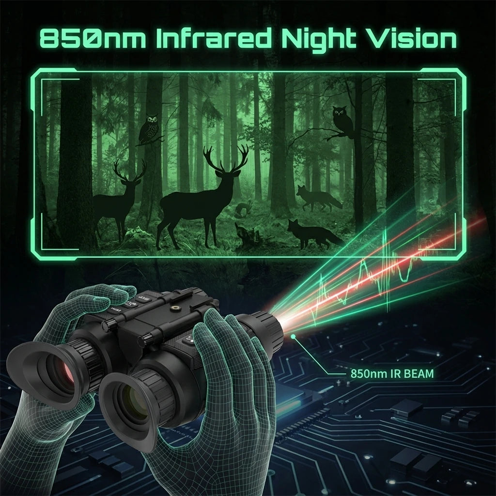 DarkScout Night Vision Binoculars 4K – Digital Night Vision Goggles with IR, 7X Zoom, 330 Yards Range, Dual Display